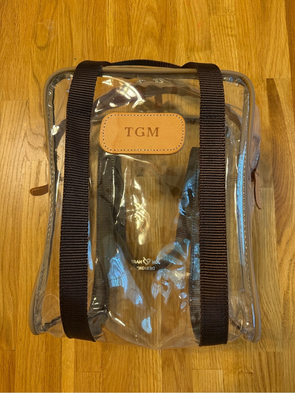 Jon Hart Design Clear Shag Bag brown straps